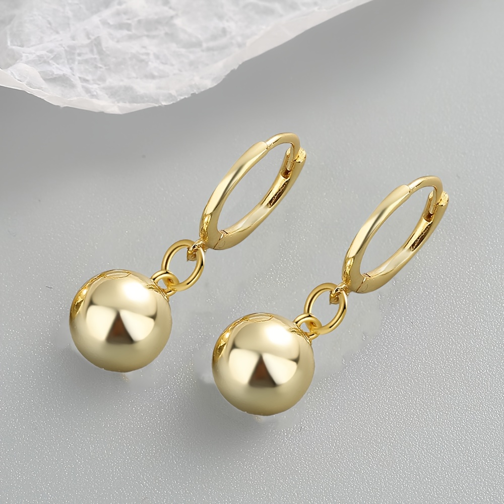 Silvery Ball Hoop Earrings — Simple Fashionable Alloy Accessory